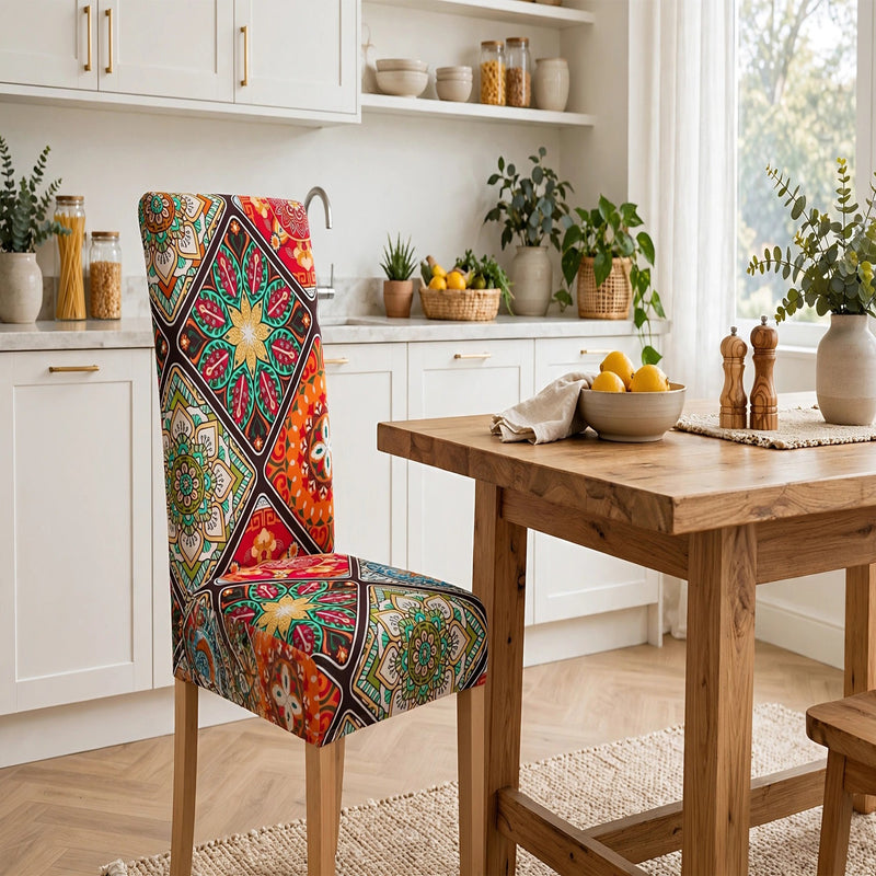 Anyseat Multi Color Floral Bohemian Style Pattern Print Elastic Chair Cover – Plain Dining Slipcover & Home Décor
