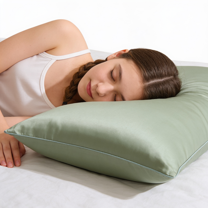ANYHOUZ Pillowcase 51x66cm Green Natural Mulberry Silk For Comfortable And Relaxing Home Bed