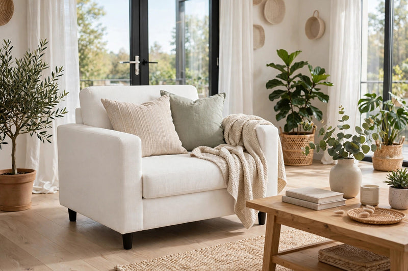 Anyseat 1-Seater Sofa Cover – Plain White Style Slipcover for Living Room Chair Protection