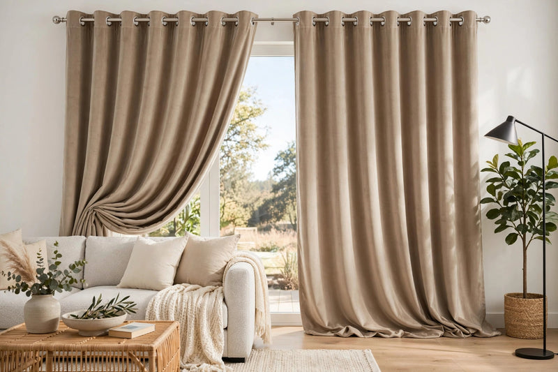 Anydrape 200cm Light Pawn High Quality Modern Velvet Blackout Curtains for Living Room Bedroom Dining Luxury Window Drape