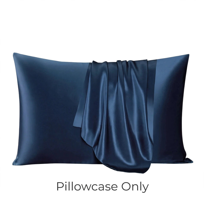 ANYHOUZ Pillowcase 50x75cm Blue Set with Eye Mask Natural Mulberry Silk for Comfortable and Relaxing Home Bed