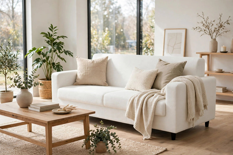Anyseat 4-Seater Sofa Cover – Plain White Style Slipcover for Living Room Chair Protection
