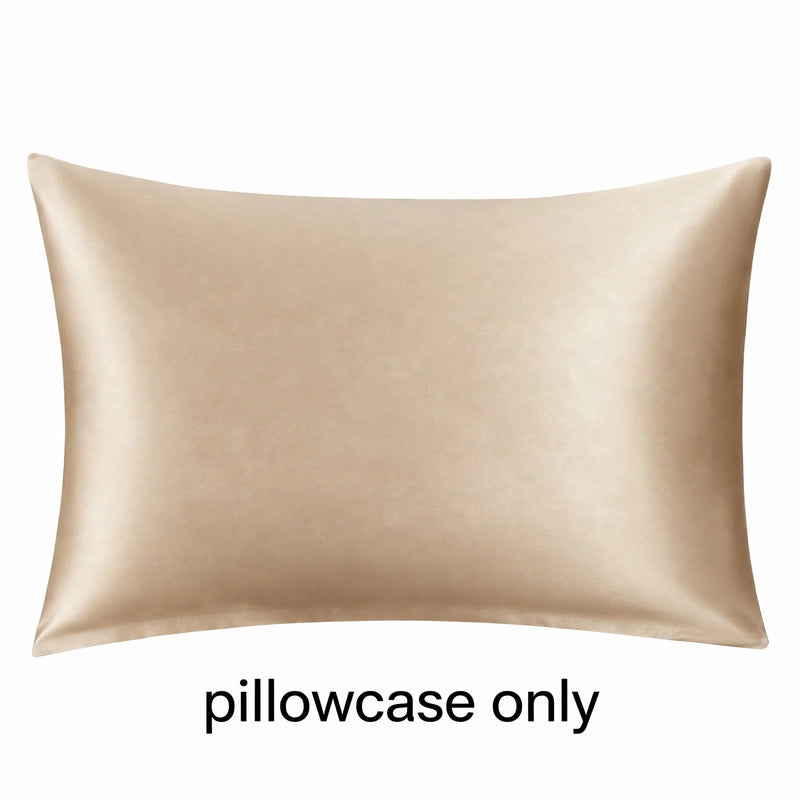 Anypillow Mulberry Silk Pillowcase Set 50x90cm – Gold with Eye Mask, Luxury Soft Silk Bedding