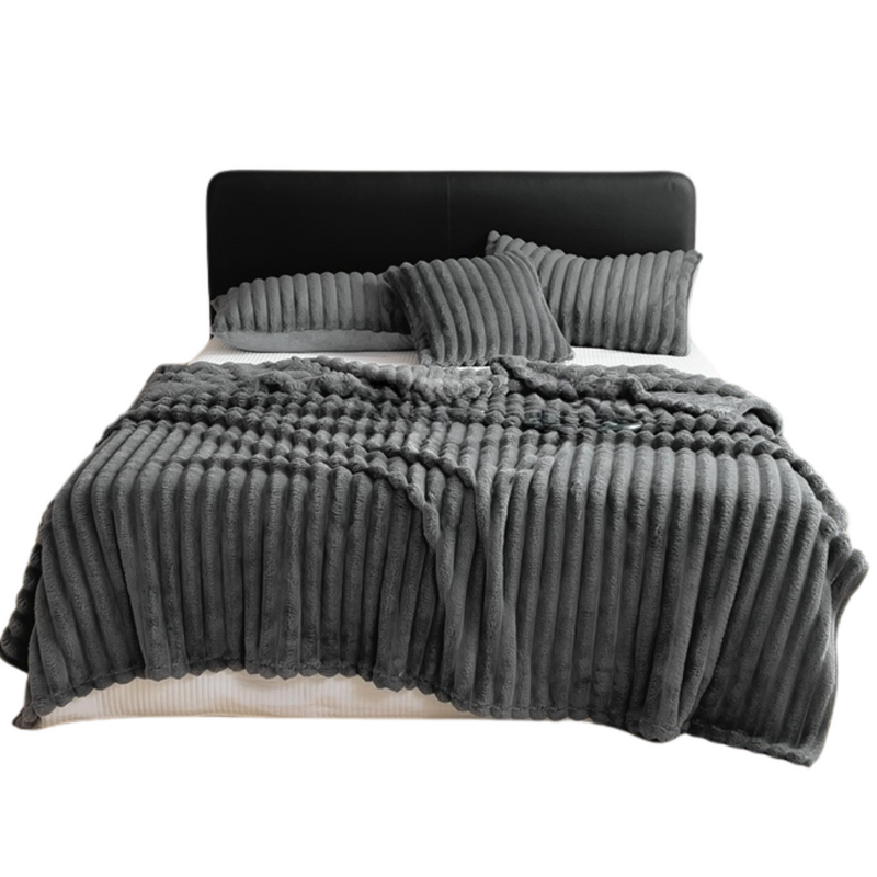 Anycozy Dark Grey Velvet Fluffy Coral Fleece Warm Sofa Blanket