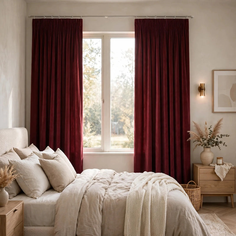 Anydrape Maroon Velvet Blackout Curtains – High‑Quality Modern Luxury Drapes for Living Room, Bedroom & Dining Windows