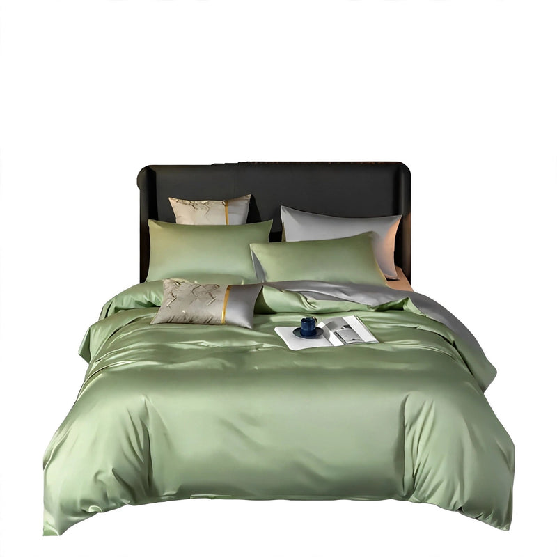 Anycozy Duvet Comforter Set King Green/ Light Grey Egyptian Cotton Thick Blanket Bedspread 6 Pcs Bed Set