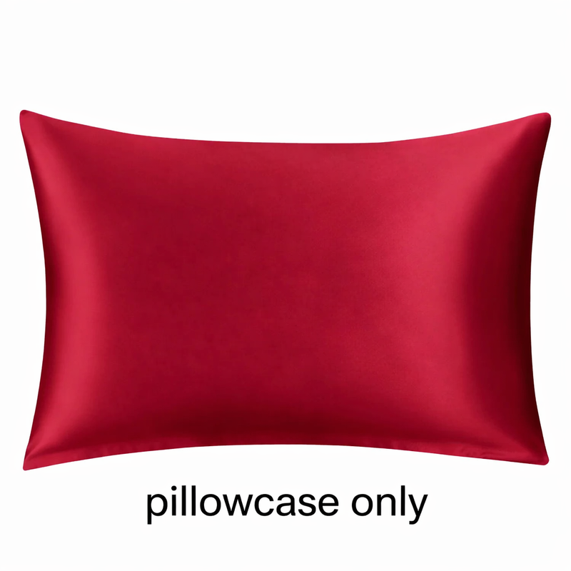 ANYHOUZ Wine Red Mulberry Silk Pillowcase 50x75cm Luxury Soft Bedding