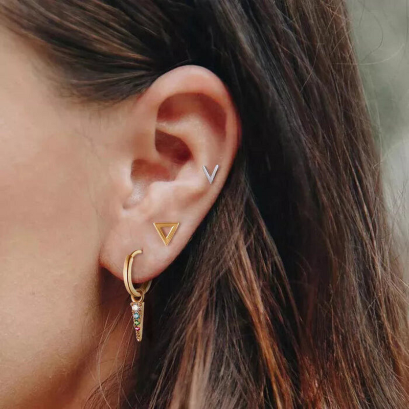 ANYCO Earrings Gold Plated Charm Geometric Spike Tassel Pendant Stud For Women Teen Fashion Stylish Accessories Jewelry Gifts