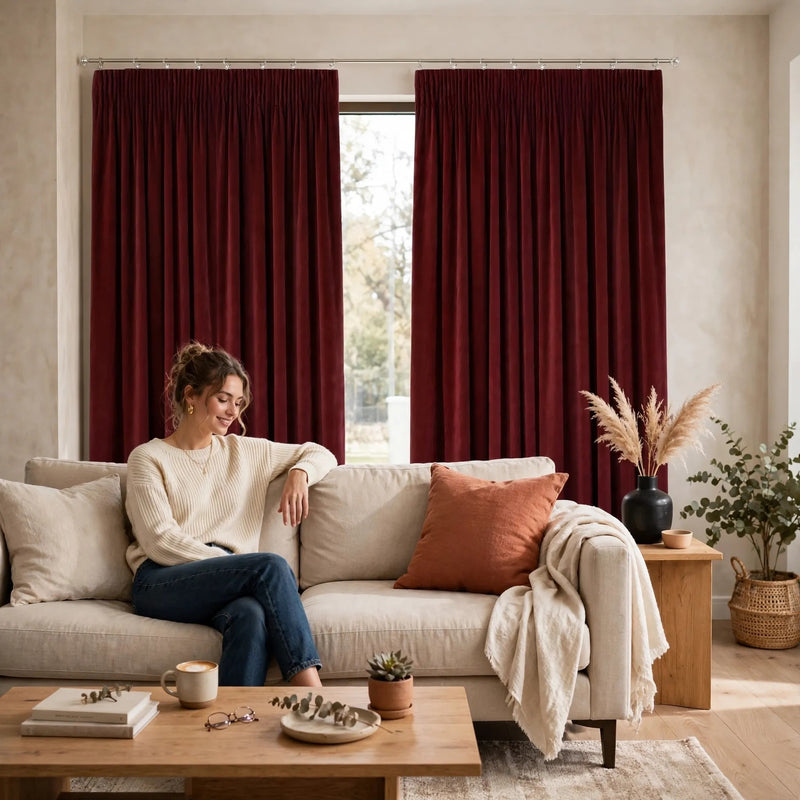 Anydrape Maroon Velvet Blackout Curtains – High‑Quality Modern Luxury Drapes for Living Room, Bedroom & Dining Windows