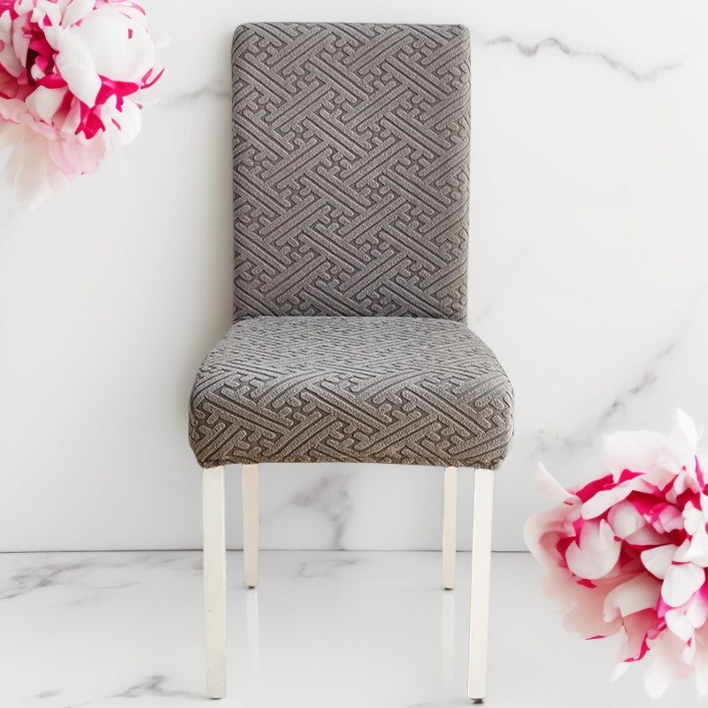 Anyseat Chair Cover Dark Grey Puzzle Design with Anti-Dirt and Elastic Material for Dining Room Kitchen Wedding Hotel Banquet Restaurant