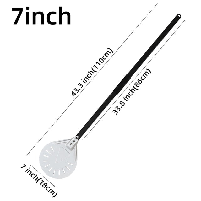 Anygleam Pizza Shovel 110cm Silver for Perforated Peel with Metal Handle Oven Turning Baking Accessory