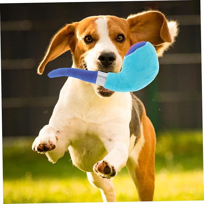 ANYWAGS Pet Toys Blue Green Plush Pipe Horn Squeaky Interactive Accessories