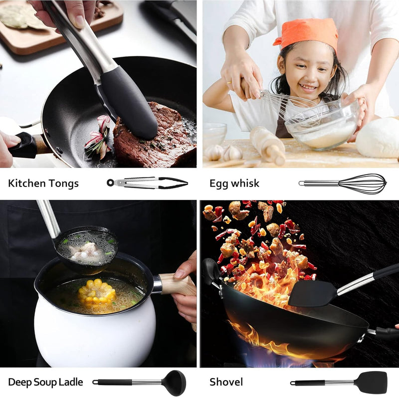 Anygleam Kitchen Utensils Non-stick Grey/ Silver 6 Set Cooking Tool Accessories Heat Resistant Kitchenware