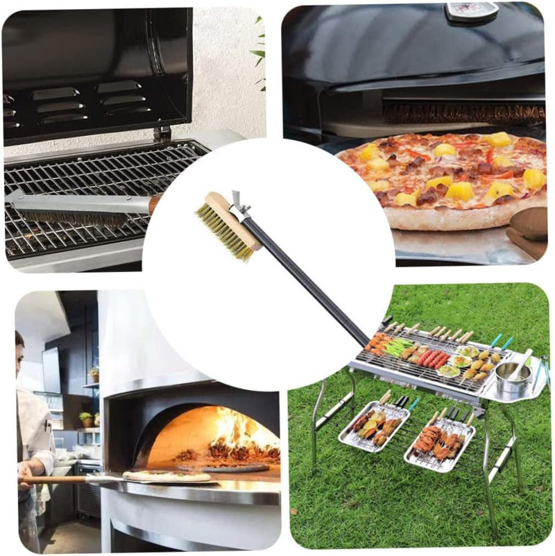 Anygleam Black 81cm Oven Copper Brush with Metal Scraper Tool and Length Adjustable Handle Cleaning Accessories