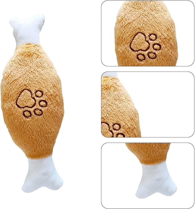 ANYWAGS Pet Toys White Brown Plush Pipe Chicken Bone Squeaky Interactive Accessories