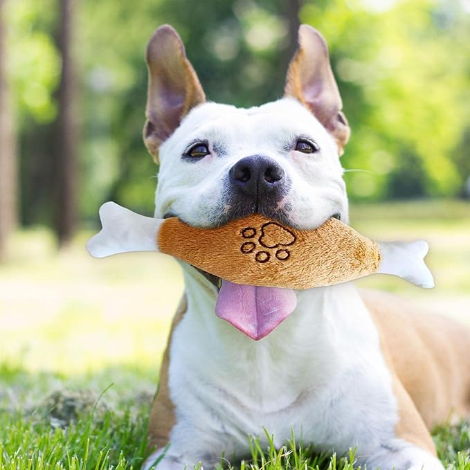 ANYWAGS Pet Toys White Brown Plush Pipe Chicken Bone Squeaky Interactive Accessories