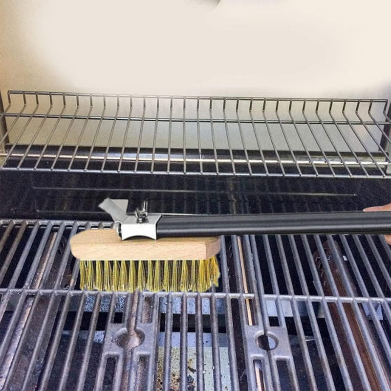 Anygleam Black 81cm Oven Copper Brush with Metal Scraper Tool and Length Adjustable Handle Cleaning Accessories