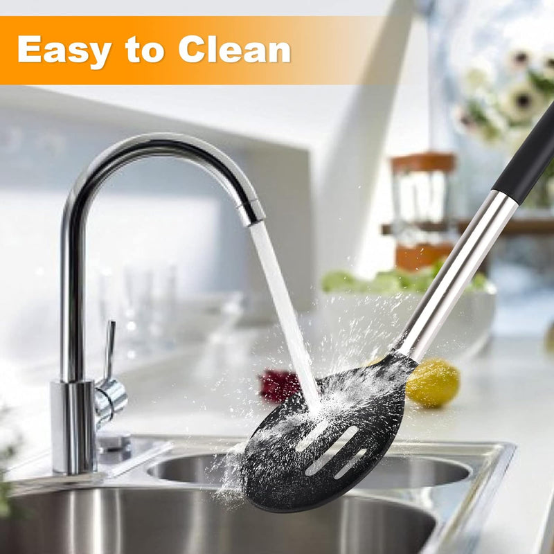 Anygleam Kitchen Utensils Non-stick Black/ Silver 10 Set Cooking Tool with Storage Box Accessories Heat Resistant Kitchenware