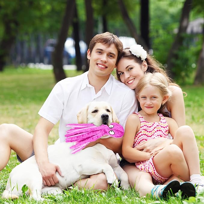 ANYWAGS Pet Toys Purple Plush Octopus Squeaky Teething Chews For Puppies