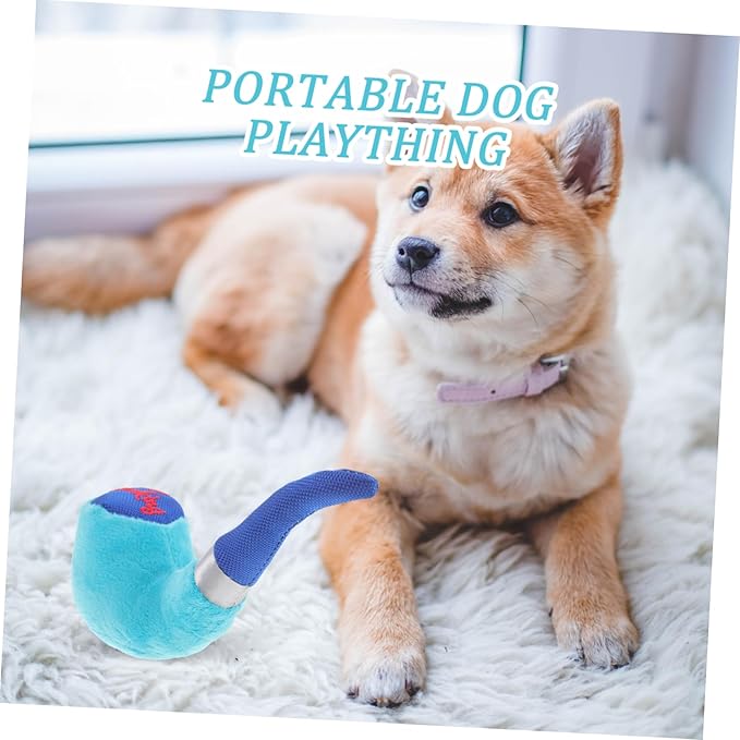 ANYWAGS Pet Toys Blue Green Plush Pipe Horn Squeaky Interactive Accessories