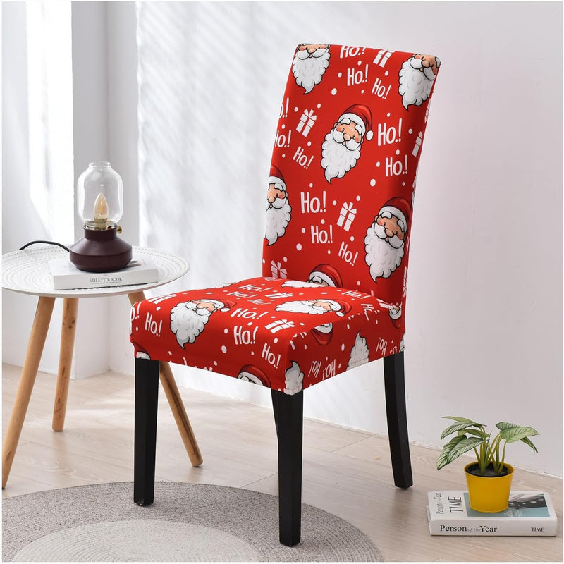 Anyseat Chair Cover Red Santa Claus Ho Design with Anti-Dirt and Elastic Material for Dining Room Kitchen Wedding Hotel Banquet Restaurant