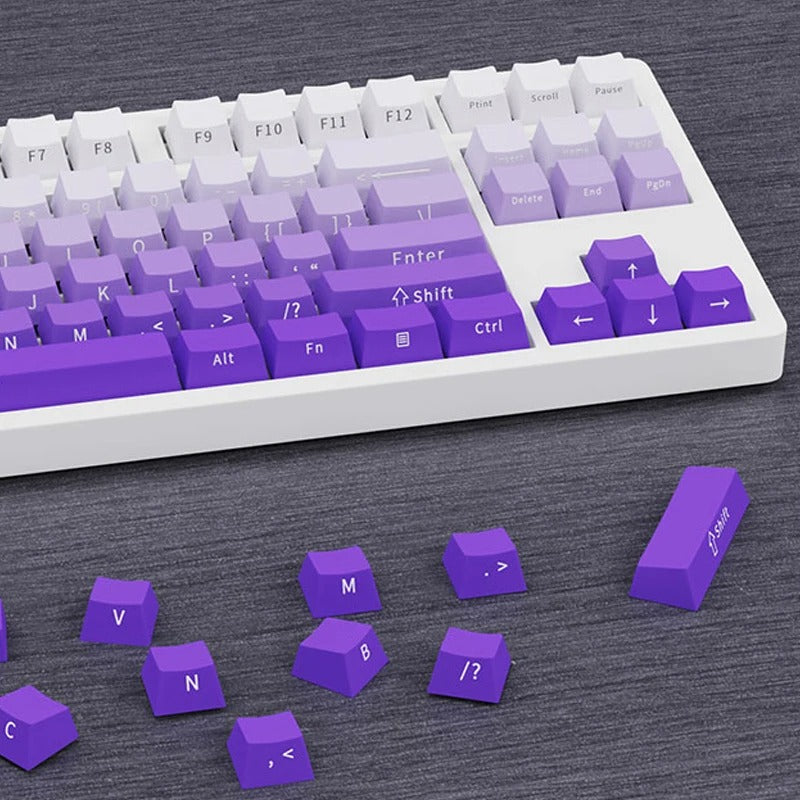 ANYMOB Keycap Keyboard Purple 136 Keys Backlit Mechanical Swich Side Printed Clicks