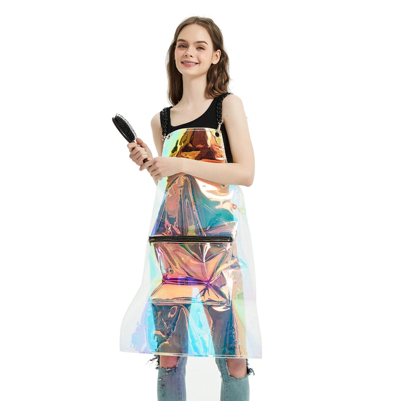 Anypron Waterproof Fashion Salon Apron Rainbow for Hair Stylist