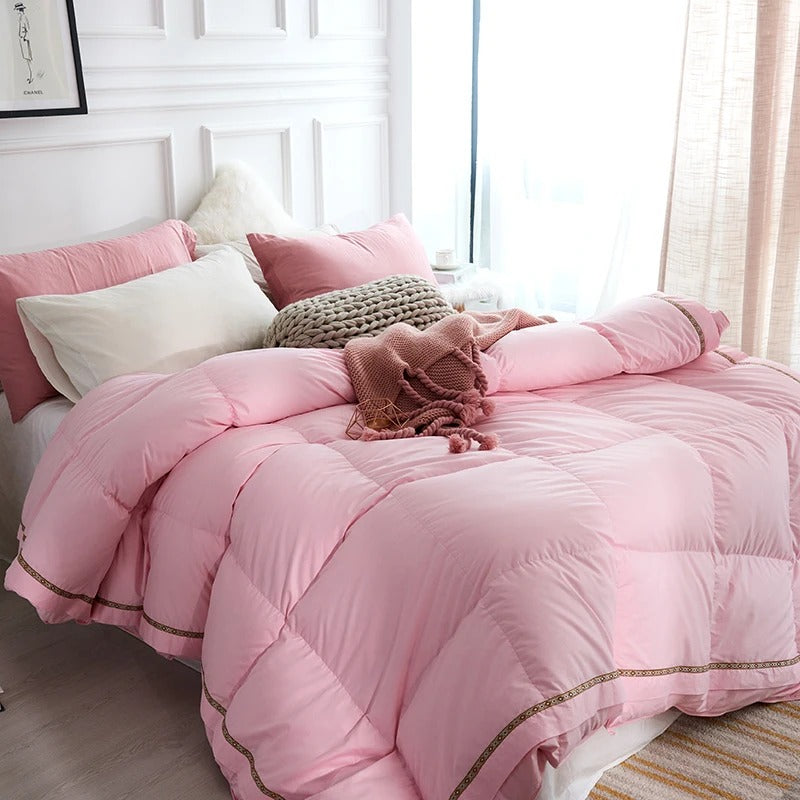ANYHOUZ Duvet Cover Pink Luxurious Style Cotton Bed Comforter