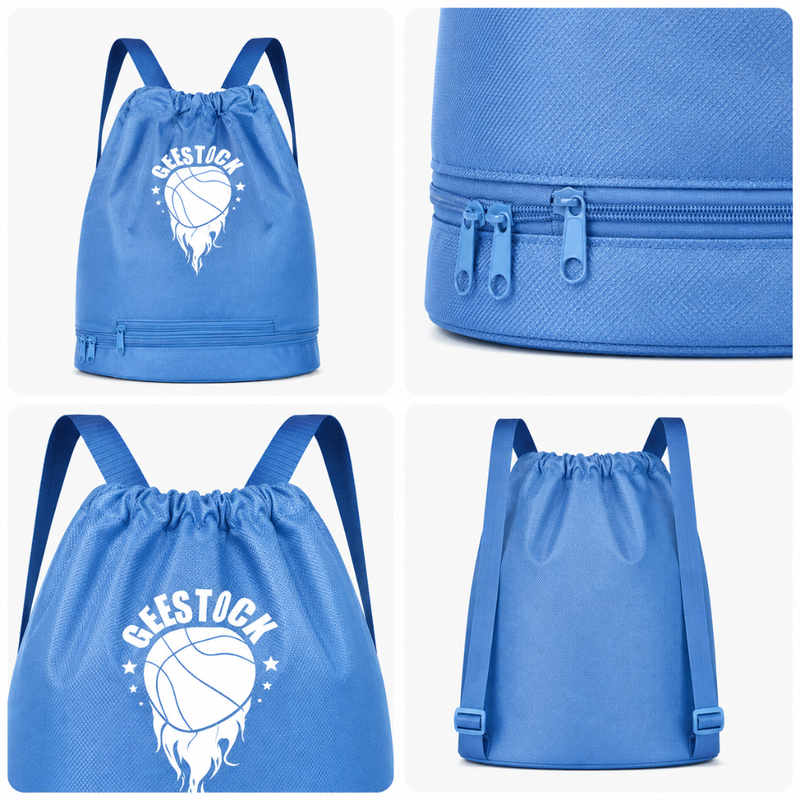 Blue Basketball Drawstring Backpack – Sports Gym Bag for Players and Fans