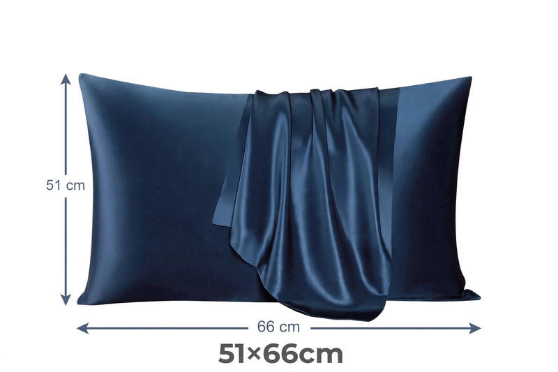 ANYHOUZ Pillowcase 51x66cm Blue Set with Eye Mask Natural Mulberry Silk for Comfortable and Relaxing Home Bed