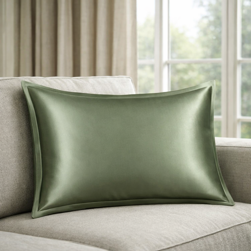 ANYHOUZ Green Mulberry Silk Pillowcase 50x90cm Soft Smooth Luxury Bedding