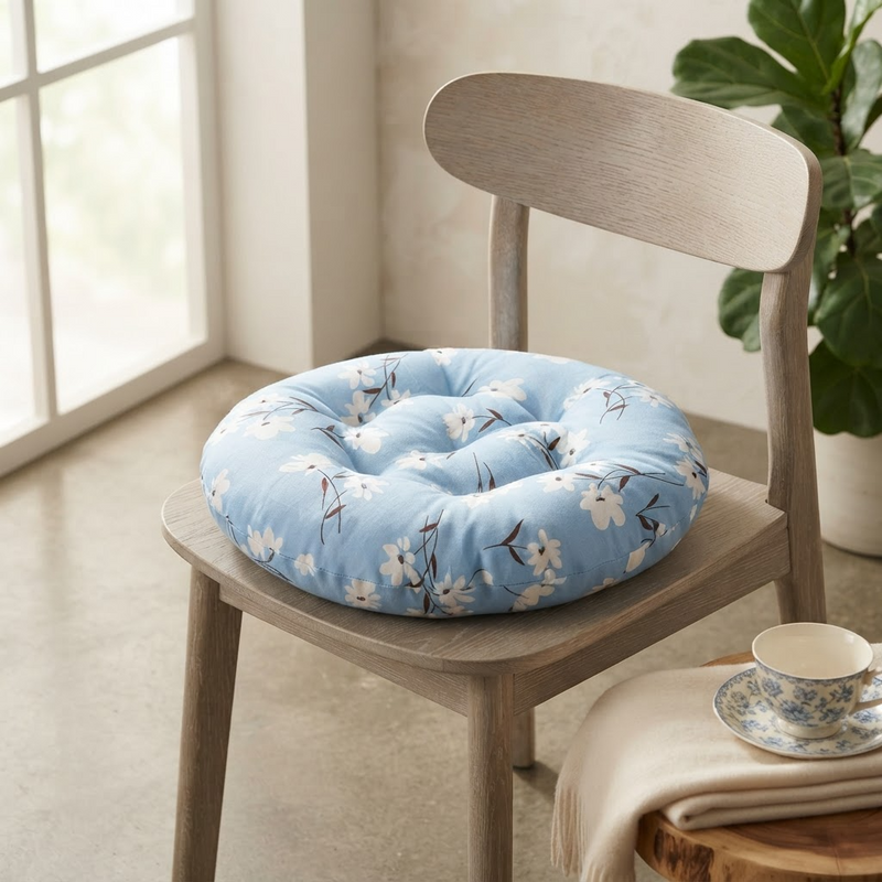 Anypillow Blue Floral Chair Pad – Soft Seat Cushion