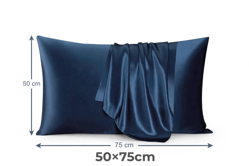 Anypillow Mulberry Silk Pillowcase Set 50x90cm – Blue with Eye Mask, Soft & Comfortable Silk Bedding