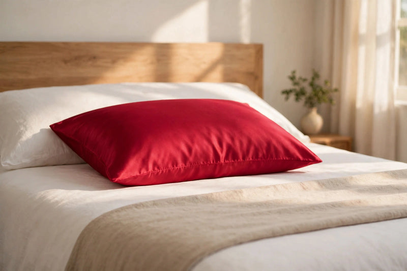 ANYHOUZ Wine Red Mulberry Silk Pillowcase 50x75cm Luxury Soft Bedding