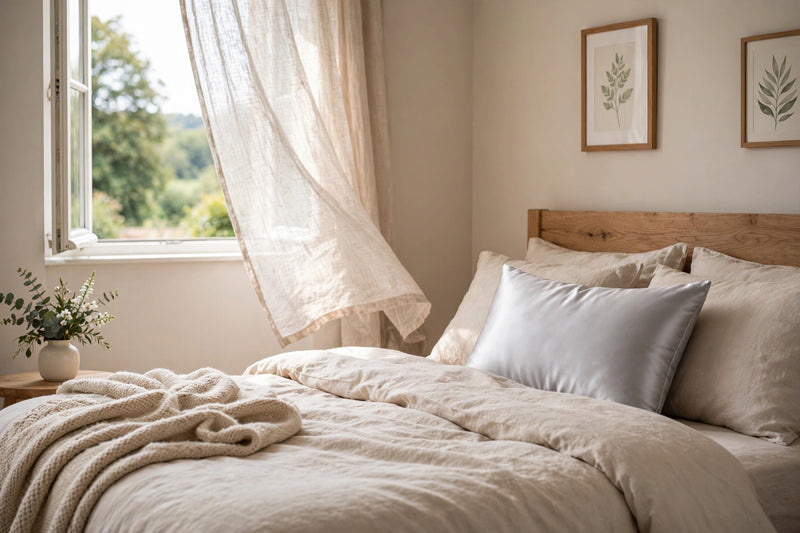 ANYHOUZ Pillowcase 50x75cm Light Gray Natural Mulberry Silk For Comfortable And Relaxing Home Bed