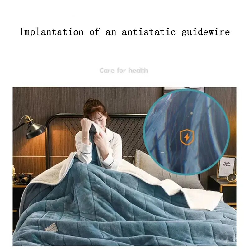 Anycozy Light Blue Coral Fleece Blanket Warm 3-Layer Flannel 120x200cm