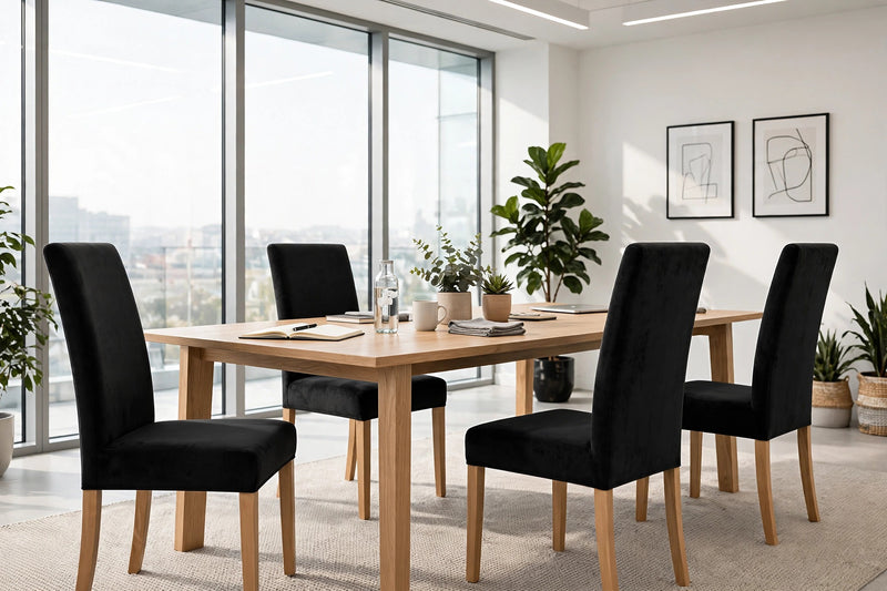 Anyseat Black Velvet Dining Chair Cover – Plush Stretchable Slipcover for Kitchen & Dining Room Chairs