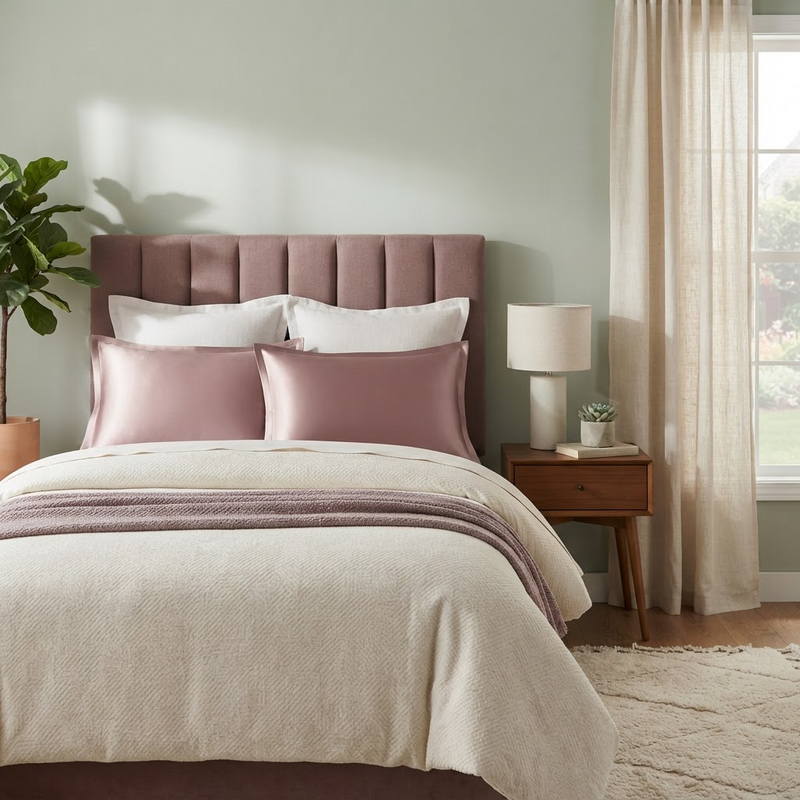 ANYHOUZ Pink Pure Silk Pillowcase 50x90cm Soft Smooth Luxury Bedding
