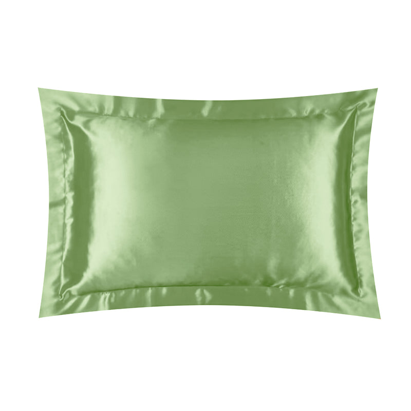 ANYHOUZ Pillowcase Amber Green Luxury Soft Natural Mulberry Silky Two Sided Satin Cover