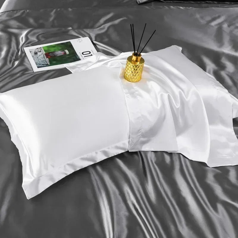 ANYHOUZ Pillowcase White Luxury Soft Natural Mulberry Silky Two Sided Satin Cover