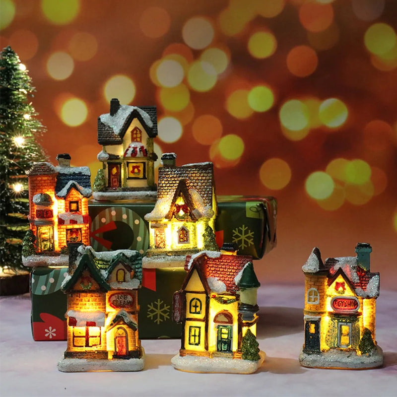ANYDECO Christmas Wooden House Luminous Tabletop Decoration