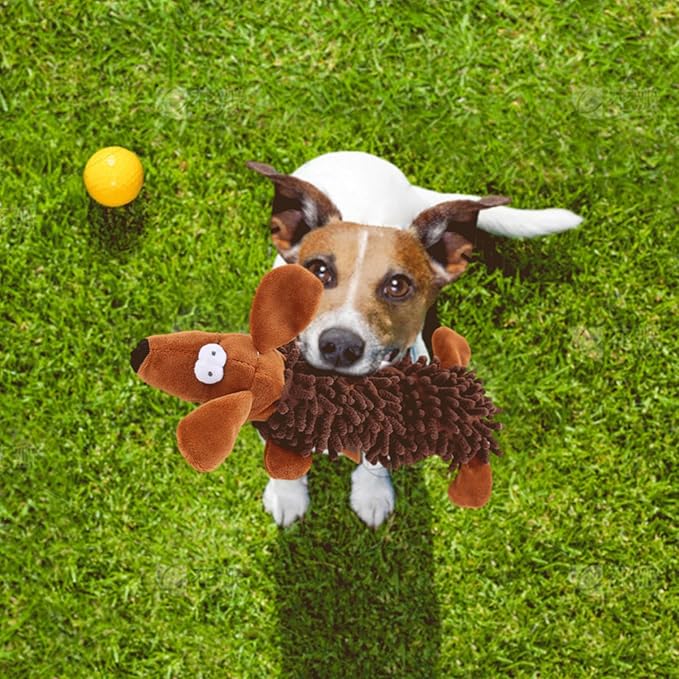 ANYWAGS Pet Toys Brown Plush Squeaky Dog Soft Play Gear