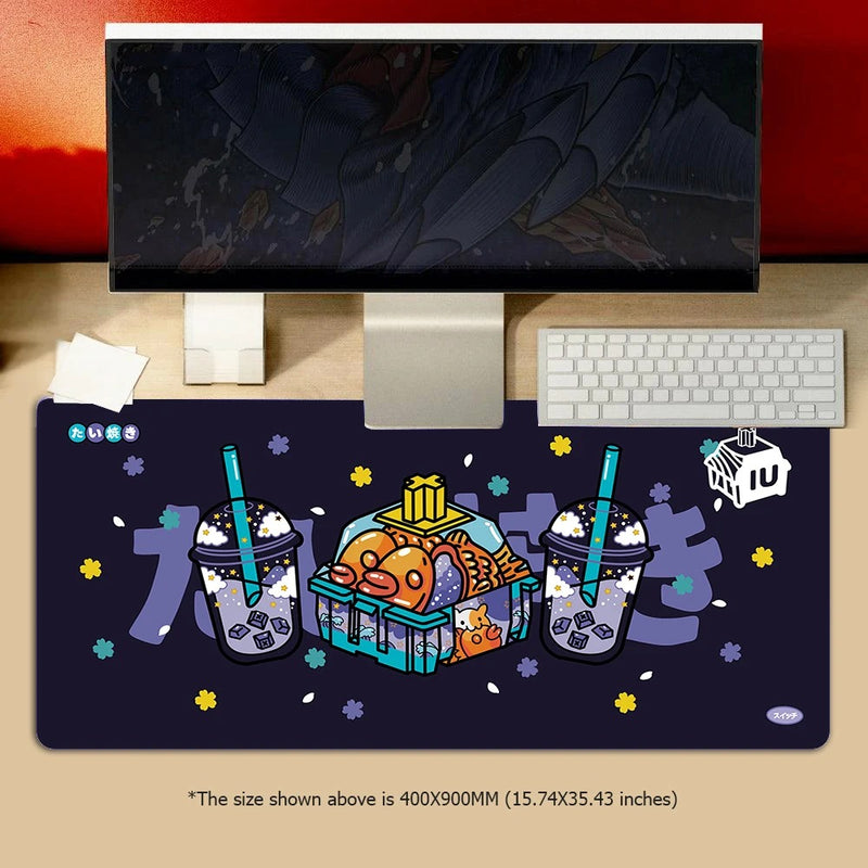 ANYMOB Mouse Pad Black 400X900X4MM Milk Tea Game Pad Rubber Soft Keyboard Desk Mat