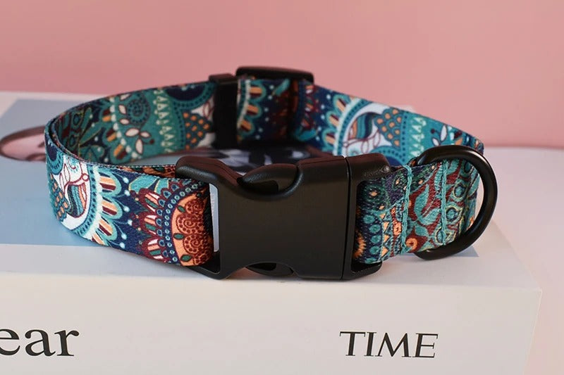 ANYWAGS Pet Collar Green Aztec Design Sytlish Strap Comfortable Dog Accessory