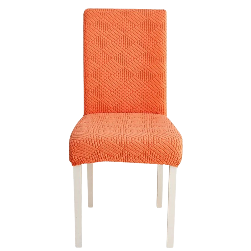 Anyseat Chair Cover Orange Checkered Line Design with Anti-Dirt and Elastic Material for Dining Room Kitchen Wedding Hotel Banquet Restaurant