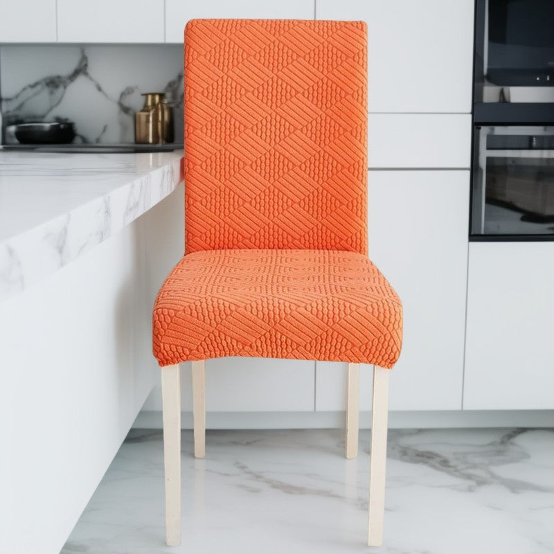 Anyseat Chair Cover Orange Checkered Line Design with Anti-Dirt and Elastic Material for Dining Room Kitchen Wedding Hotel Banquet Restaurant