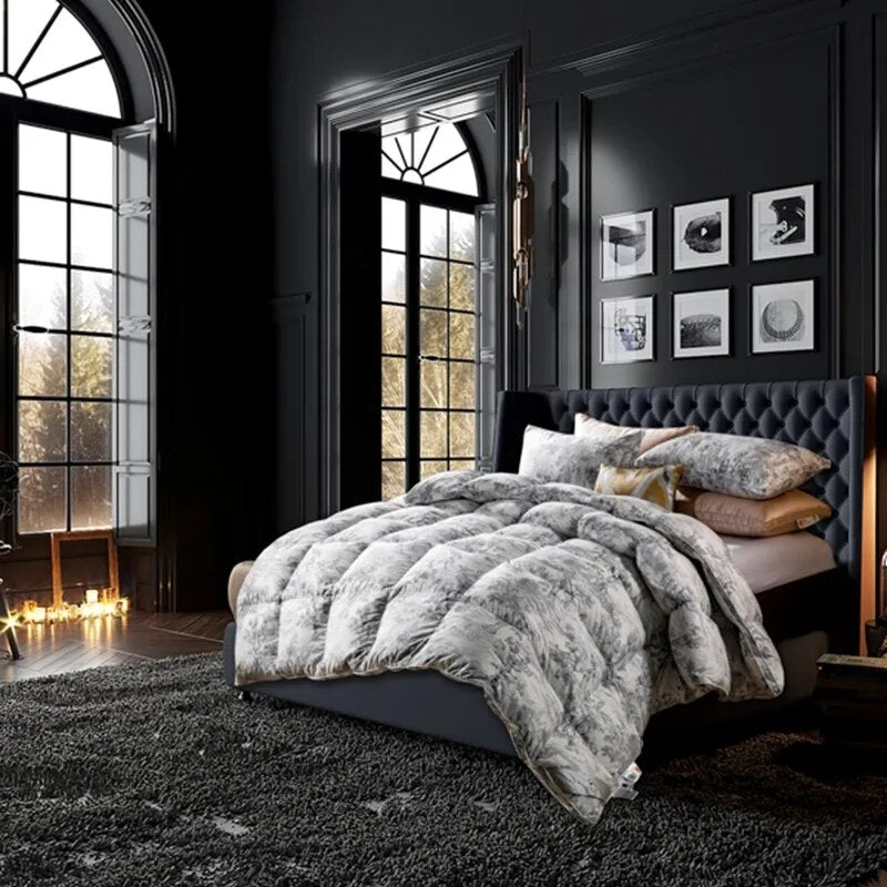 ANYHOUZ Duvet Cover Grey Cloudy Fluffy Puffer Bed Comforter 200x230cm