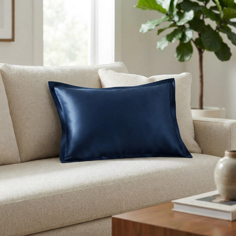 ANYHOUZ Pillowcase 51x66cm Dark Blue Natural Mulberry Silk For Comfortable And Relaxing Home Bed