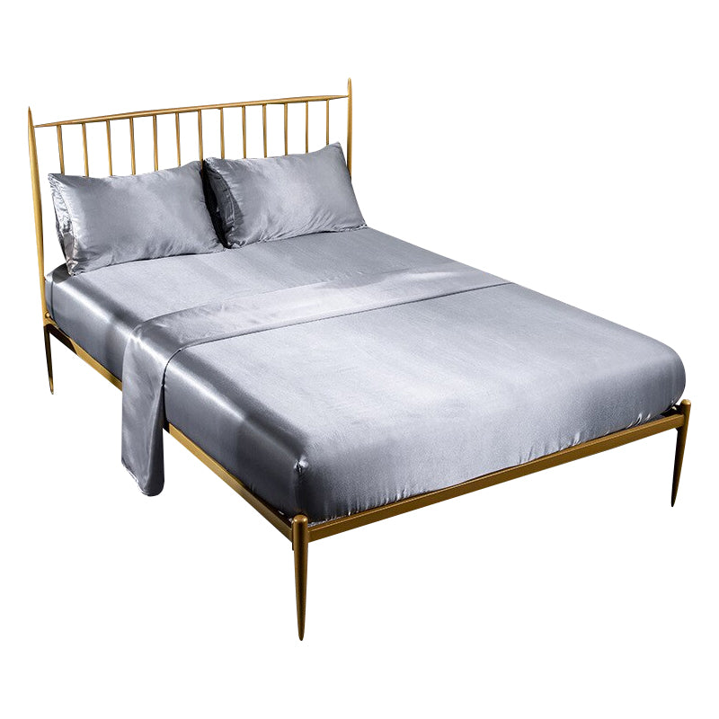 Anycozy Fitted Sheet 180x200cm Grey Luxury Silky Beddings Set with Pillow Cases