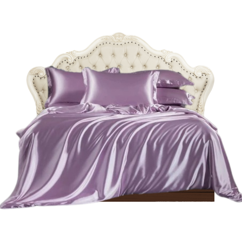 ANYHOUZ Bed Sheet Purple Natural Mulberry Silk Duvet Cover Set